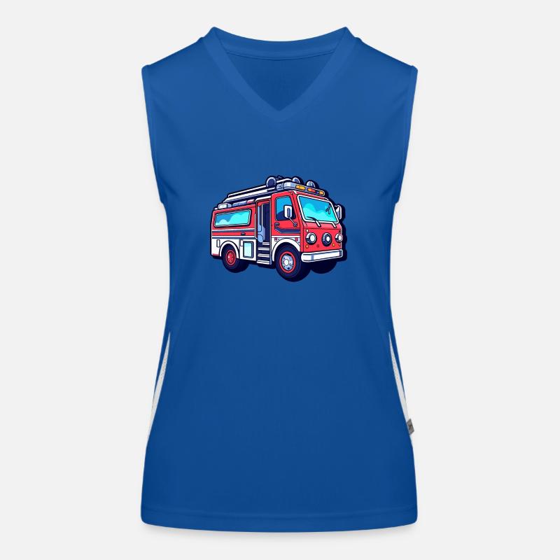 Fire Truck Illustration Women's Functional Contrast Tank Top