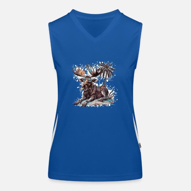 Elch Insel Palme Funktionelles Kontrast-Tank Top für Frauen
