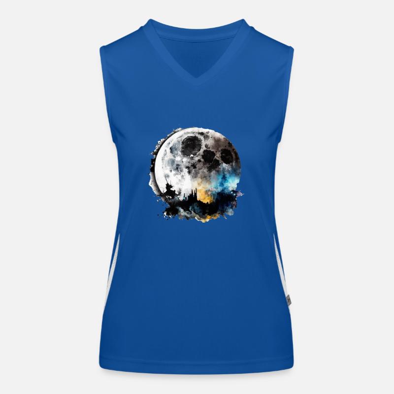 Moon Comic Style Women's Functional Contrast Tank Top