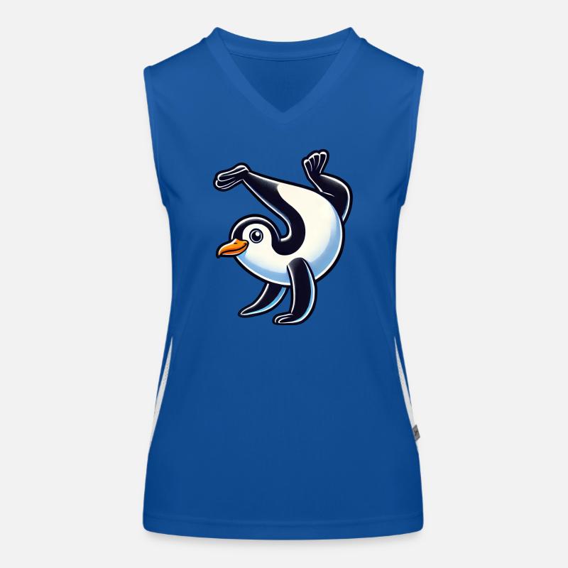 Penguin Handstand Cute Comic Gymnastics Women's Functional Contrast Tank Top