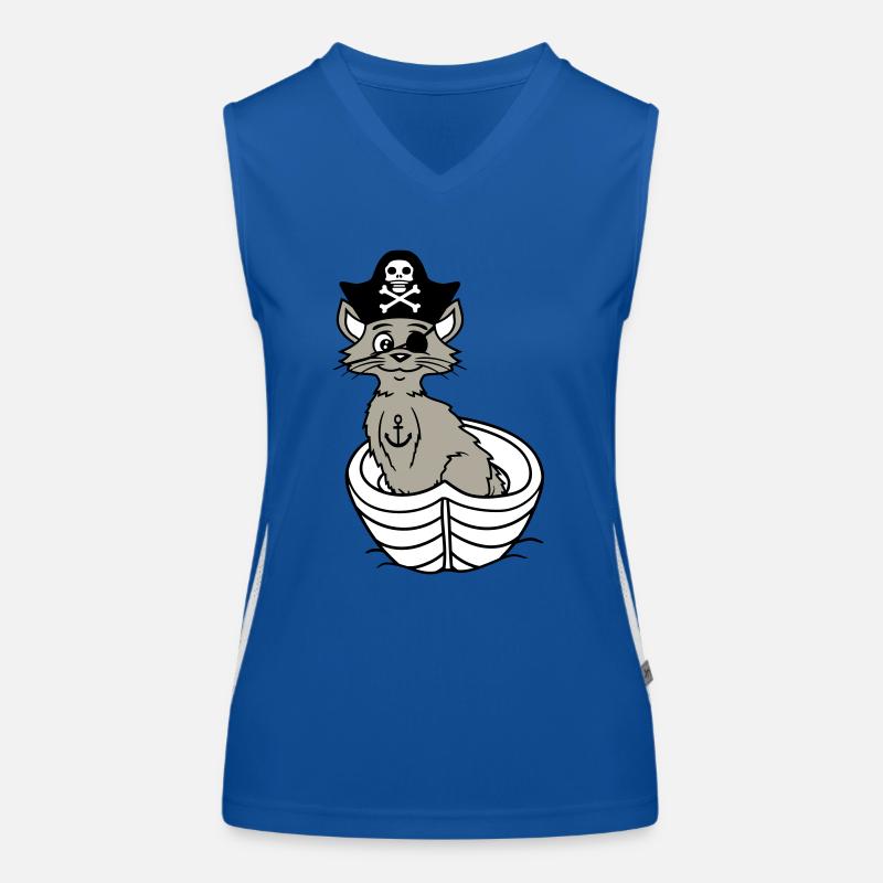 Pirate Cat Buccaneer Eye Patch Hat Bateau à rames Débardeur respirant contrasté Femme