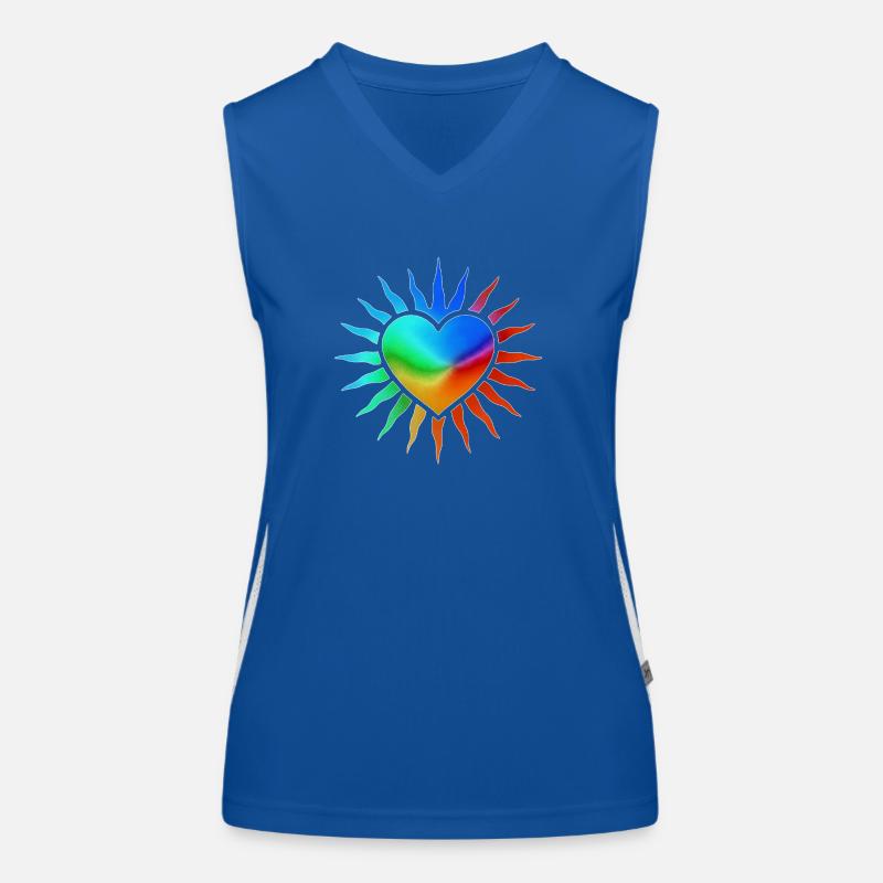 Regenbogenherz mit Sonnenstrahlen Funktionelles Kontrast-Tank Top für Frauen
