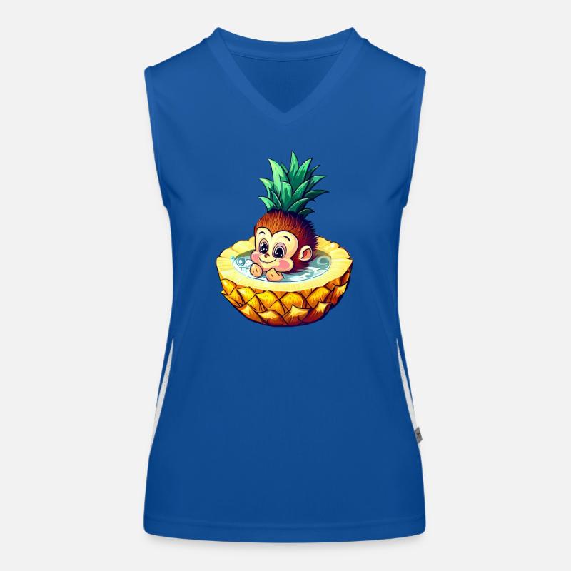 Monkey and pineapple: summer bathing fun design Women's Functional Contrast Tank Top