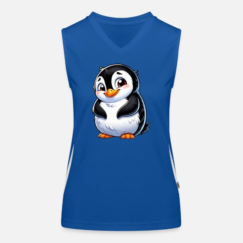 pingouin de dessin animé timide mignon Débardeur respirant contrasté Femme