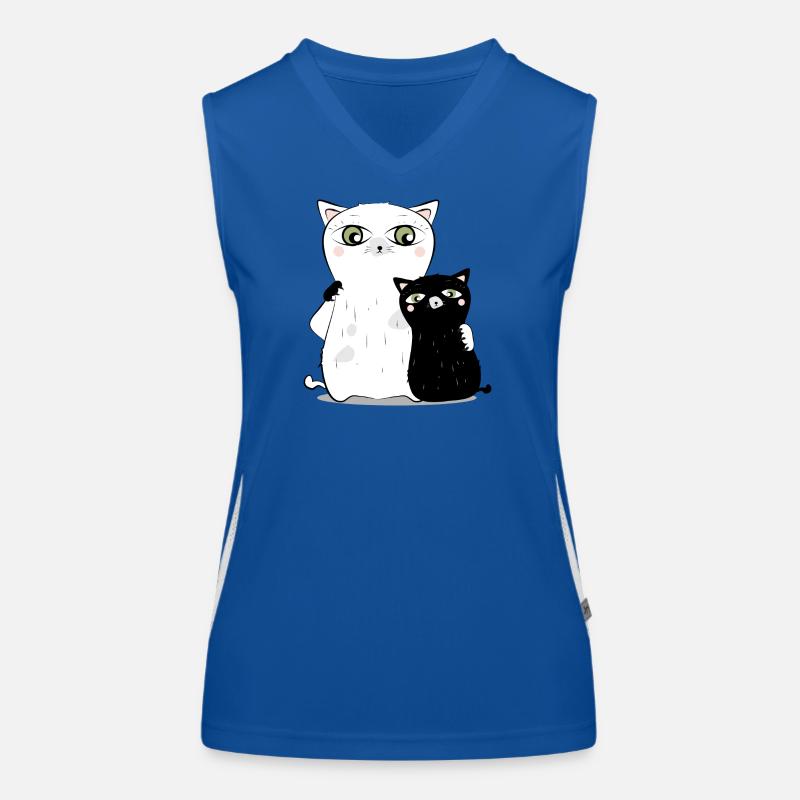 weiße Katze schwarzer Kater Funktionelles Kontrast-Tank Top für Frauen