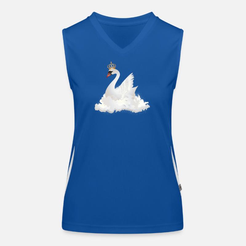 traumhafter Schwan in den Wolken mit einer Krone Funktionelles Kontrast-Tank Top für Frauen