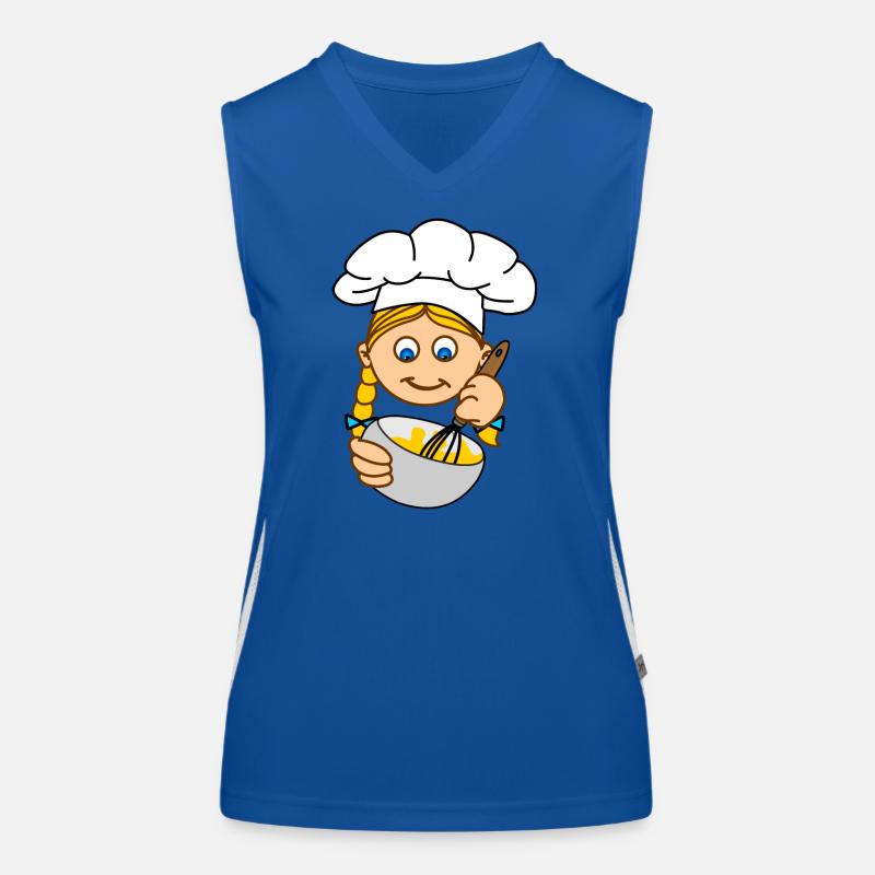 Blondes Mädchen backt v Funktionelles Kontrast-Tank Top für Frauen