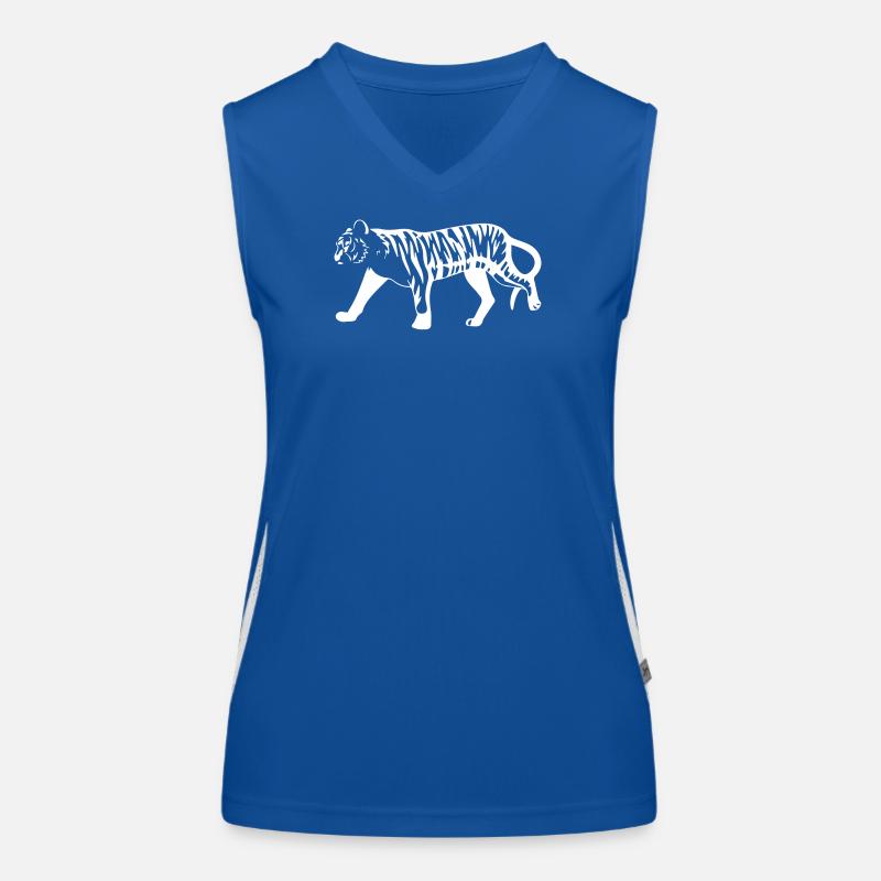 Stylized tiger with animal print Women's Functional Contrast Tank Top
