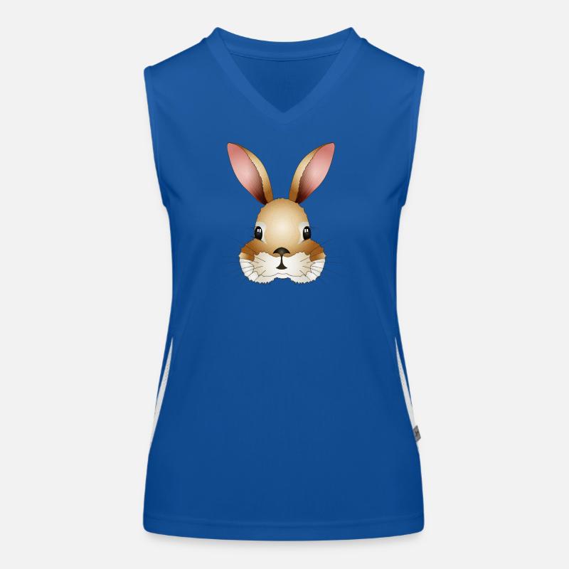 Hand-drawn rabbit head Women's Functional Contrast Tank Top