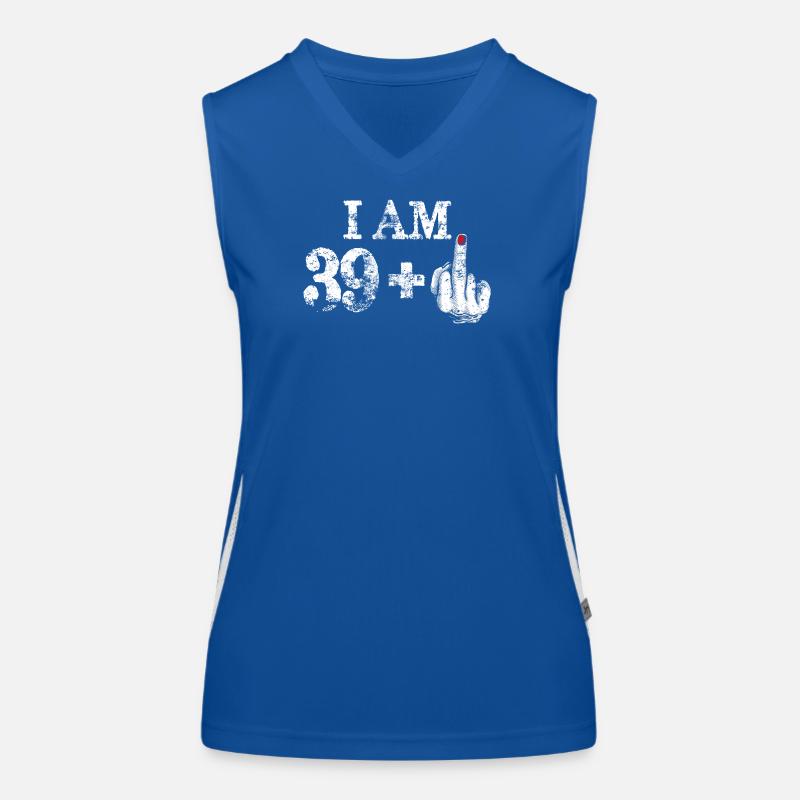 Ich bin 39 plus fetter Mittelfinger Funktionelles Kontrast-Tank Top für Frauen
