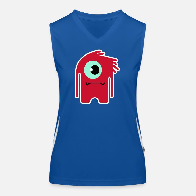 Red Cyclops Monster | Funny Chibi Alien  Women's Functional Contrast Tank Top