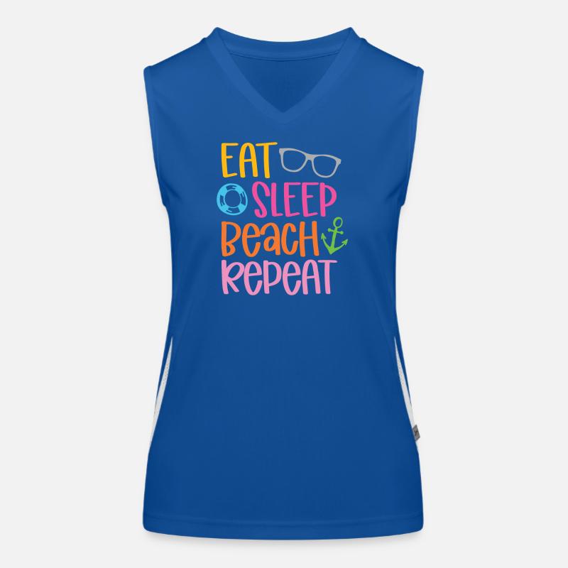 Eat Sleep Beach Repeat Funktionelles Kontrast-Tank Top für Frauen