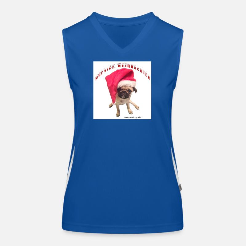 Weihnachtshund mit Hausschmuck Funktionelles Kontrast-Tank Top für Frauen