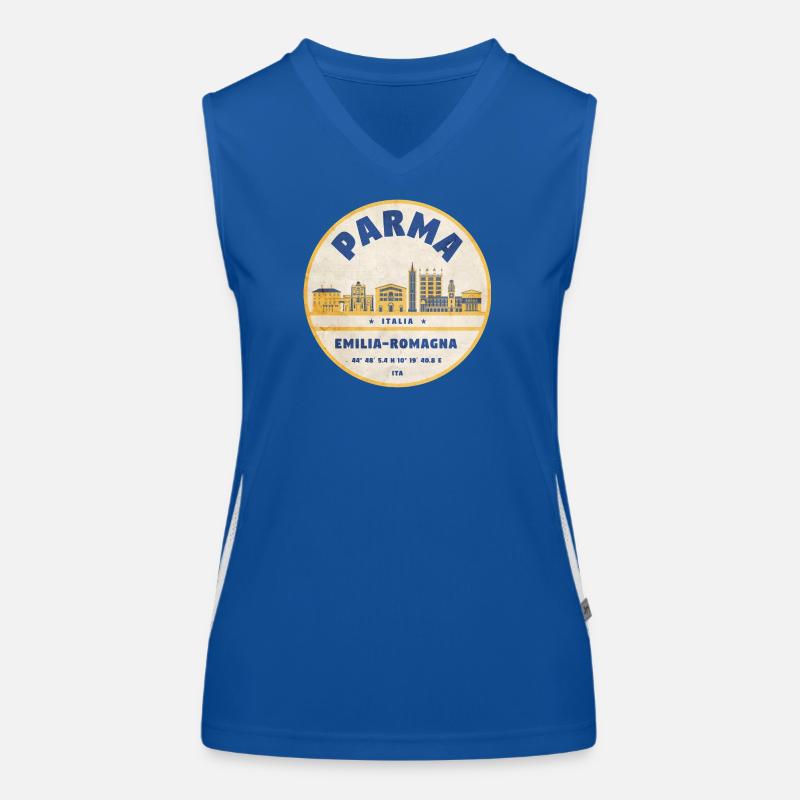 Parma Skyline Emilia Romagna Sticker Funktionelles Kontrast-Tank Top für Frauen