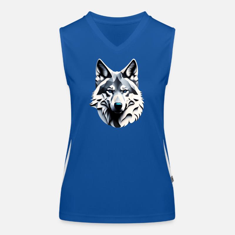 Wolf with blue eyes Women's Functional Contrast Tank Top