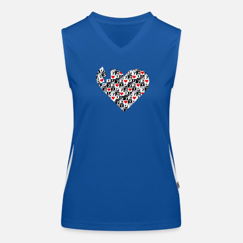 Herz-Liebe-Block Schwarz-Rot Funktionelles Kontrast-Tank Top für Frauen