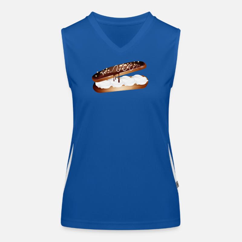 Illustration of a stuffed éclair with cream Women's Functional Contrast Tank Top