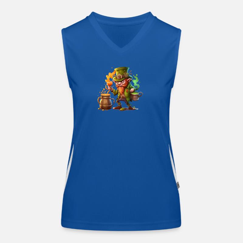 Grinsender Leprechaun Kobold Funktionelles Kontrast-Tank Top für Frauen