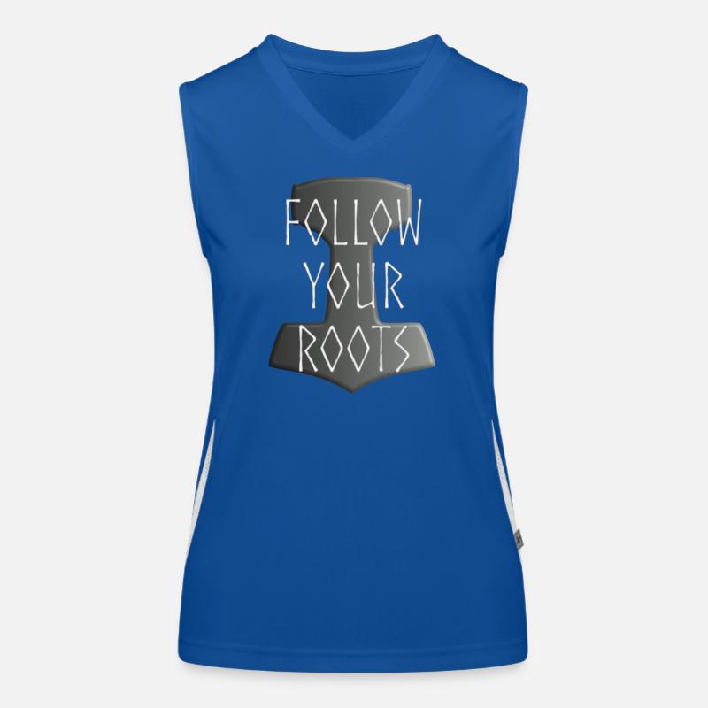 Mjölnir Donar Hammer Thor - Follow your Roots grau Funktionelles Kontrast-Tank Top für Frauen