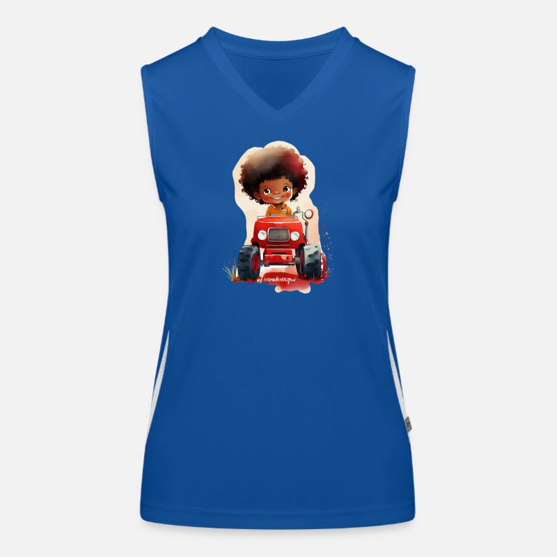 Kleines Kind mit rotem Traktor Funktionelles Kontrast-Tank Top für Frauen