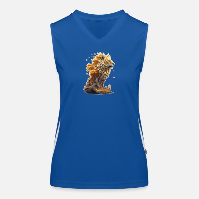 Lion avec des éléments de savane, conception de lion Débardeur respirant contrasté Femme