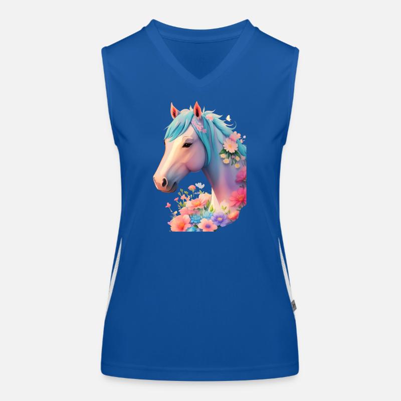 Blütenpferdchen Funktionelles Kontrast-Tank Top für Frauen