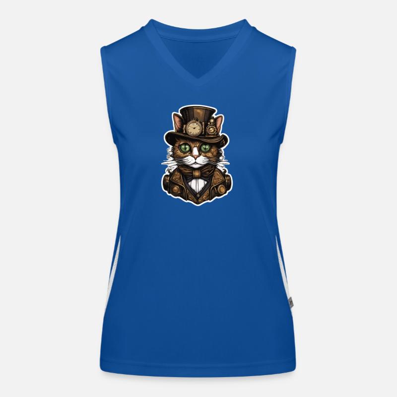 Steampunk Katze 01 Funktionelles Kontrast-Tank Top für Frauen