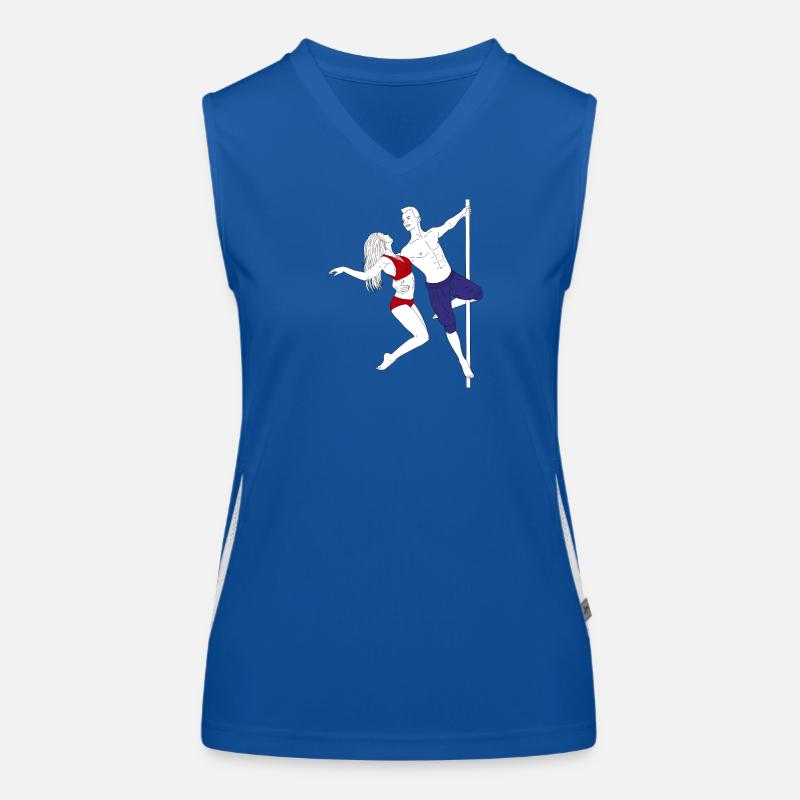 Poledance Duo Rot Blau Outfit Funktionelles Kontrast-Tank Top für Frauen