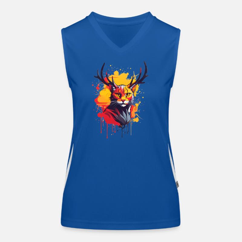 Cat with antlers Women's Functional Contrast Tank Top