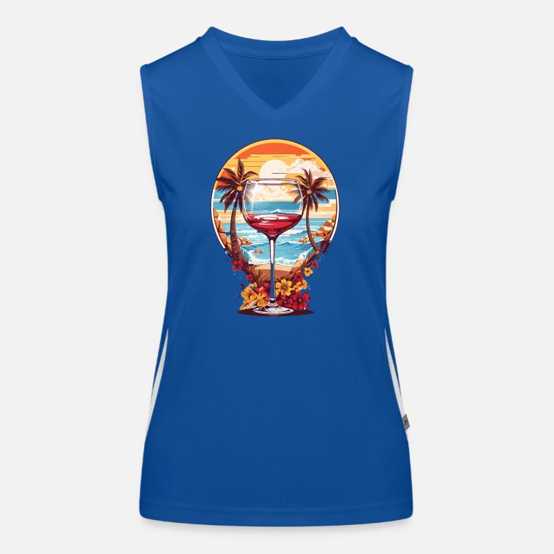 Beach wine glass Women's Functional Contrast Tank Top
