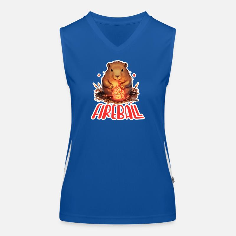 Capybara Magier – Feuerball RPG Design Funktionelles Kontrast-Tank Top für Frauen