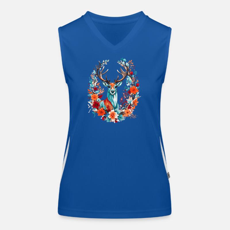 Deer with flowers - Women's Functional Contrast Tank Top - royal/white