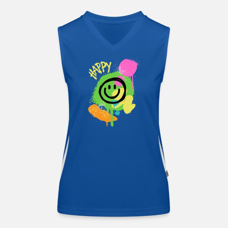 Graffiti Happy Smiley Éclaboussures de Couleur Débardeur respirant contrasté Femme