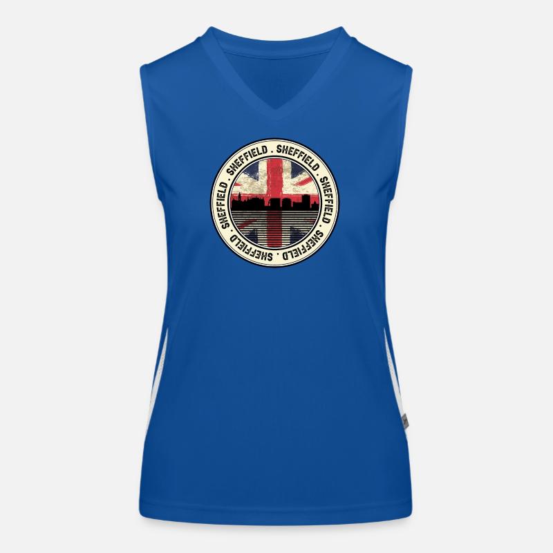Sheffield Skyline Union Flag Funktionelles Kontrast-Tank Top für Frauen
