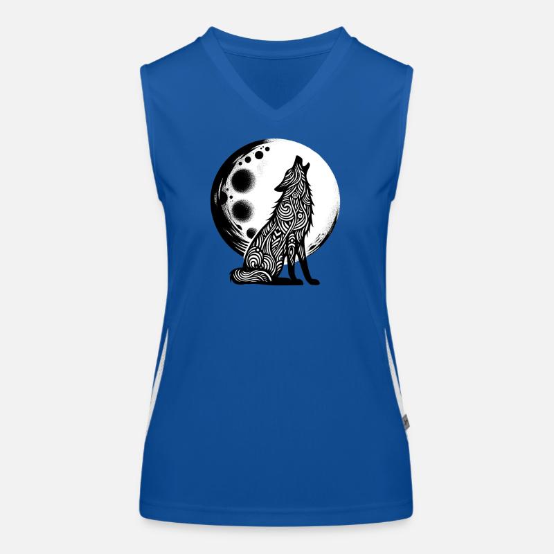 Wolf heult den Mond an Funktionelles Kontrast-Tank Top für Frauen