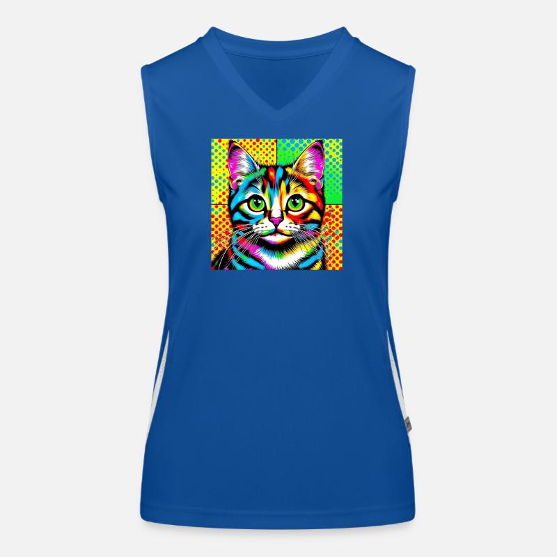 Chat Pop Art Débardeur respirant contrasté Femme