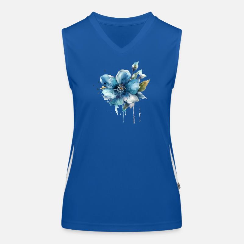 Blaue Blüte Funktionelles Kontrast-Tank Top für Frauen