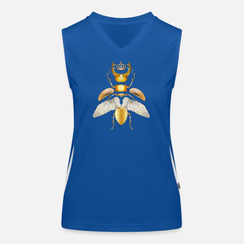 goldfarbener Hirschkäfer mit Krone in Einzelteile Funktionelles Kontrast-Tank Top für Frauen