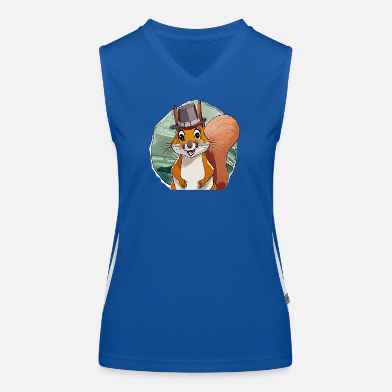 funny squirrel with hat Women's Functional Contrast Tank Top