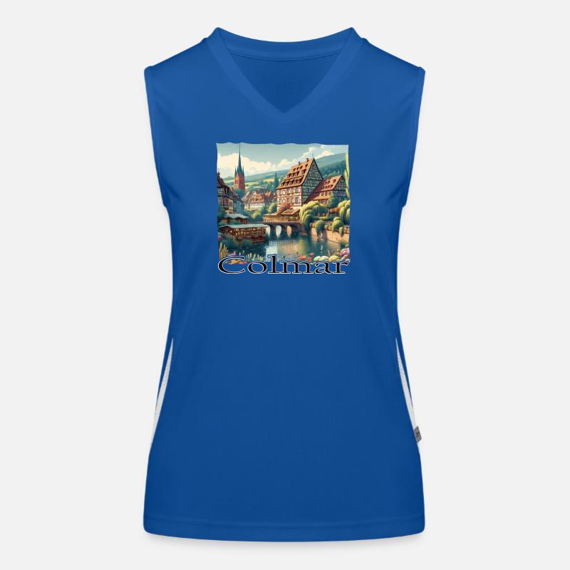 Colmar Old Town Charm & Colonial Style Architecture Women's Functional Contrast Tank Top