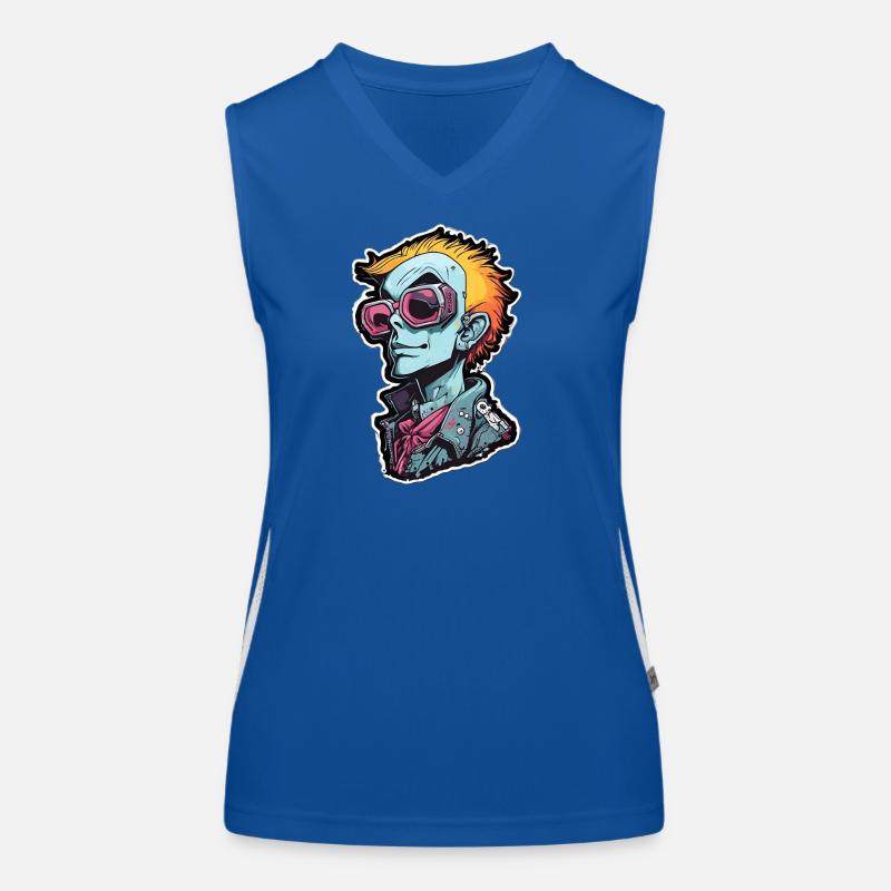 Blauer Punk mit Neon Goggles Funktionelles Kontrast-Tank Top für Frauen