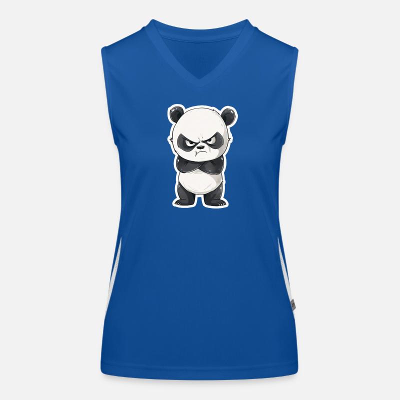 Evil looking panda zoo cute panda Women's Functional Contrast Tank Top