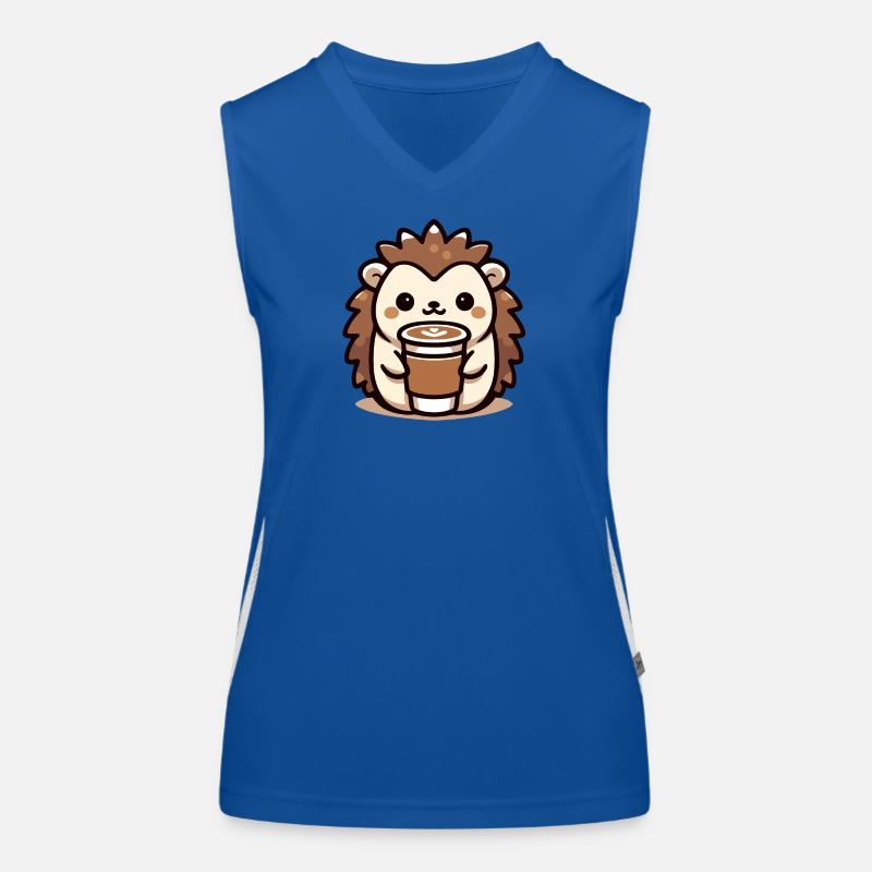 Coffee-Loving Hedgehog Women's Functional Contrast Tank Top