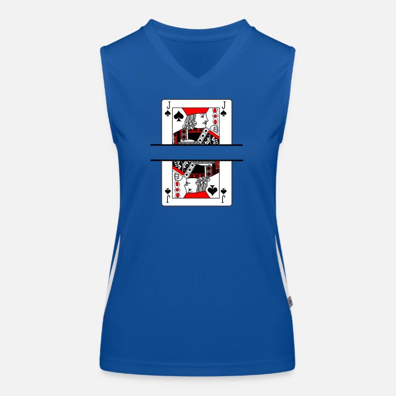 Playing card spades farmer with banner space Women's Functional Contrast Tank Top