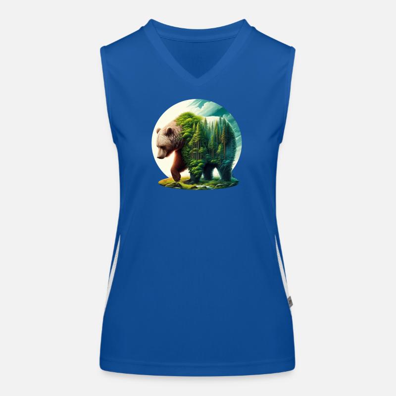 Bär mit Wald in der Silhouette Funktionelles Kontrast-Tank Top für Frauen