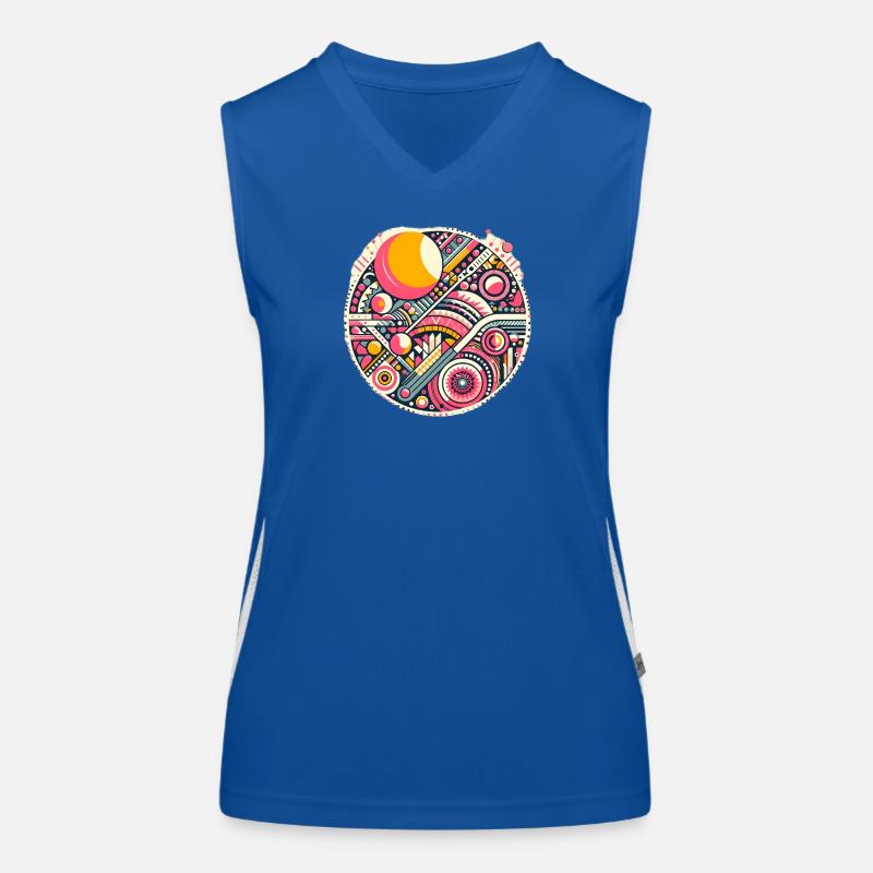 Neon Geometry — Orbit Bloom Funktionelles Kontrast-Tank Top für Frauen