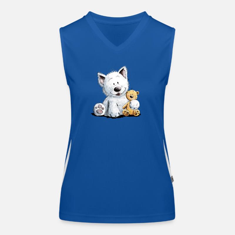 West Highland White Terrier with Soft Toy Women's Functional Contrast Tank Top