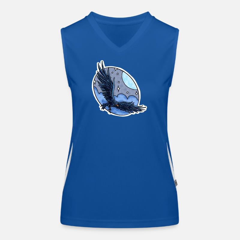 Corbeau en vol devant le ciel nocturne Débardeur respirant contrasté Femme