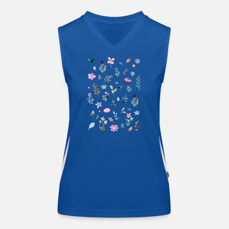 Aquarell Blumen auf Schwarz Funktionelles Kontrast-Tank Top für Frauen