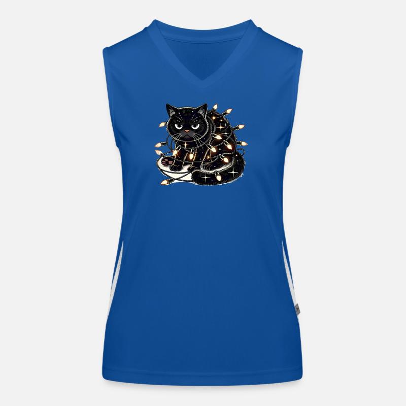 Grumpy Christmas Cat. Miau aber bitte ohne Lametta Funktionelles Kontrast-Tank Top für Frauen